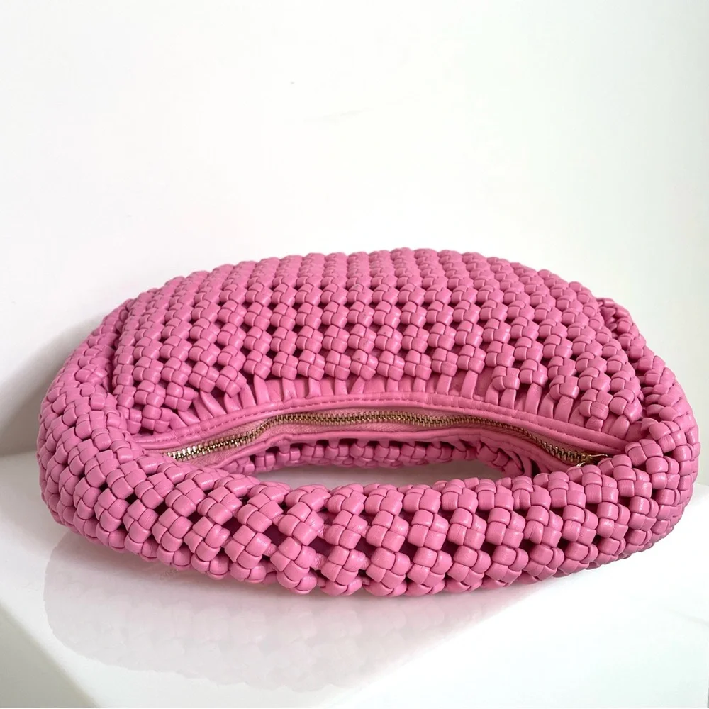 Whimsigoth | Sincerely Jules Pink Woven Handbag | Bubble Gum Woven Purse